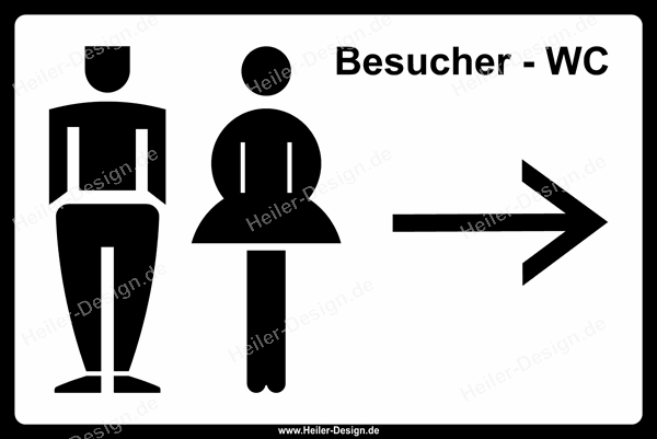 Hinweisschild WC Besucher Pfeil nach rechts