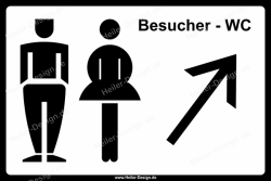 Visitors Toilets Sign – arrow up-right
