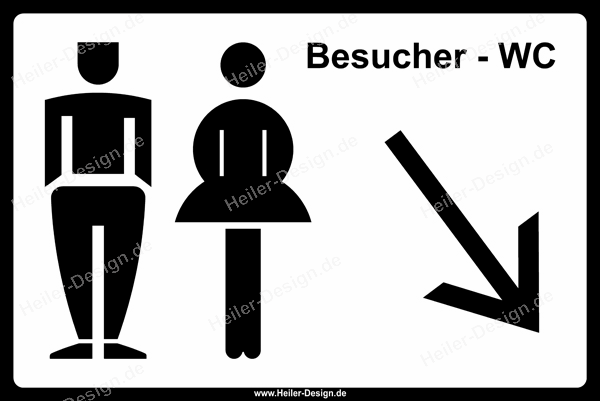 Visitors Toilets Sign – arrow down-right