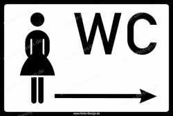 Hinweisschild WC Damen Pfeil nach rechts