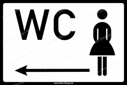 Hinweisschild WC Damen Pfeil nach links