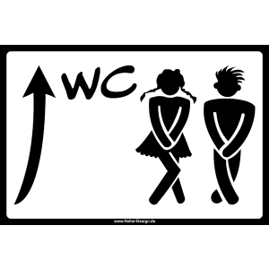 WC Herren und Damen Pfeil geradeaus Modern
