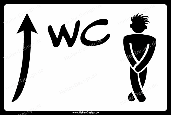 Hinweisschild WC Herren Pfeil geradeaus Modern