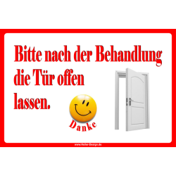 Information sign Please leave the door open after...