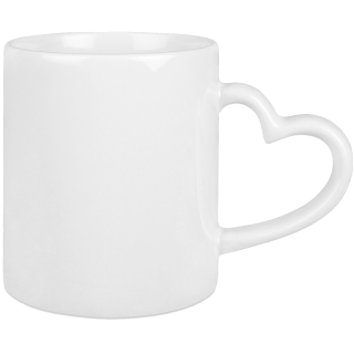 White cup with heart handle